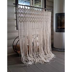 Hermosa Decoración de Pared de Macramé Estilo Boho, Cortina de Algodón Ecológica con Borlas, para Decoración de Bodas, Uso en Restaurantes, Material de Ratán - Product Image 1