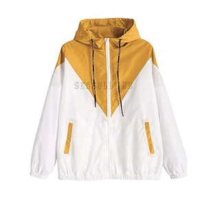 Veste de sport coupe-vent à blocs de couleurs avec capuche à cordon de serrage et fermeture éclair Tissu en toile avec une poche pratique - Product Image 5