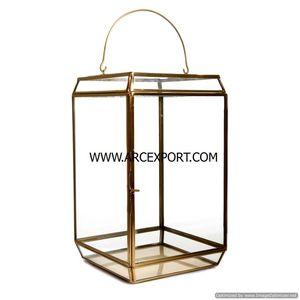 Faroles Colgantes de Metal y Vidrio de Diseño Moderno y Único, Decoración de Boda de Vidrio con Borde Dorado de Metal Antiguo de Lujo - Product Image 6