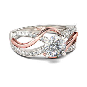 Anillo de Compromiso Jeulia de Dos Tonos con Moissanita Entrelazada - Plata de Ley Chapada en Rodio - Product Image 2