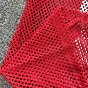 เสื้อเจอร์ซีย์กีฬาผ้าตาข่ายสีแดงเสื้อเจอร์ซีย์เล่นฟุตบอลตาข่ายแบบอเมริกัน2025โลโก้ที่ออกแบบได้ตามต้องการ - Product Image 3