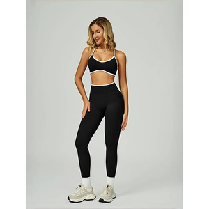 Conjuntos de yoga, leggings de cintura alta sin costuras y top deportivo, flexible, elástico, transpirable, ropa deportiva para mujer - Product Image 5