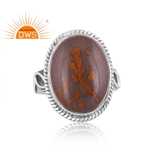 Anillo de declaración de piedras preciosas de thulita Rosa Natural de plata de ley oxidada hecho a mano, joyería para mujer, regalo para ella - Product Image 2