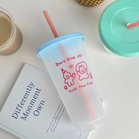 Tasse en PP de 470ml 700ml avec paille Couvercle en PP Tasse à thé à bulles réutilisable en plastique Logo personnalisé OEM ODM Vietnam Fabricant