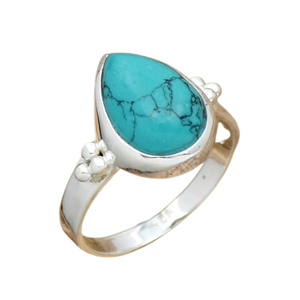 <b>Boho</b> Style Trending <b>Ring</b> 925 Solid Sterling <b>Silver</b> Fashion Green Turquoise Woman Girls Jewelry Perfect Wedding Gift for Her - Product Image 1
