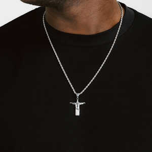 Collar con colgante de cruz cristiana Hip Hop para hombre de moda con moissanita 18K chapado en oro plata esterlina 925 - Product Image 3