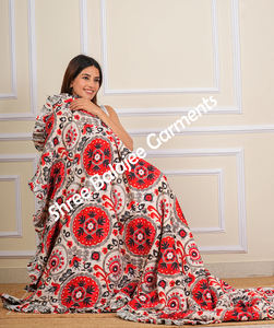 Premium 100% Wool Quilt Reversible Printed Cotton Soft <b>Blanket</b> <b>Sherpa</b> Back Eco-Friendly Red Floral Design Cozy Stylish - Product Image 5