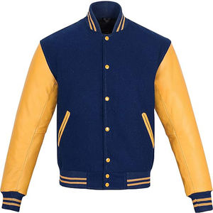 2026 chaqueta de béisbol universitaria de alta calidad personalizada para hombres y mujeres tela de lana Hit Color manga genuina Patchwork toalla invierno - Product Image 5