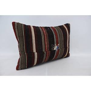 Brown Wool Woven Kilim 16x24 Inch Luxury Vintage Floral Accent <b>Pillow</b> Non-Slip Removable Washable Features for Bedding - Product Image 3