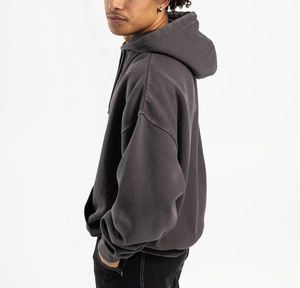 Venta al por mayor 450 GSM barato Unisex Sudadera con capucha de gran tamaño de tela de lana en relieve pantalla personalizada otoño Sudadera con capucha logotipo propio sudaderas con capucha en blanco hombres - Product Image 5