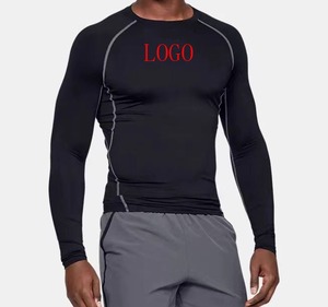Compression Gym Shirts Surfing Long Sleeve Custom Logo UV <b>BJJ</b> Spandex <b>Rashguard</b> MMA Sublimated Mens Rash Guard DHL FEDEX OEM - Product Image 3