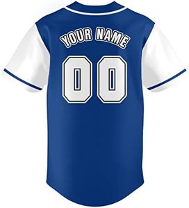 Nueva camiseta de béisbol Azul Real-Camisa con botones y nombre y número personalizados, uniforme deportivo para hombres y mujeres, - Product Image 4