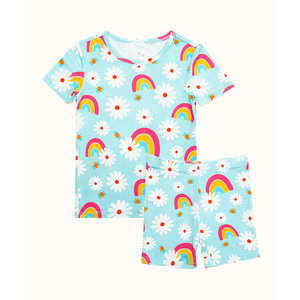 Conjuntos de Pijamas de Manga Corta para Niñas en Viscosa de Bambú, Estampado Floral Suave, Cintura Elástica con Cordón, para Uso Doméstico, ODM Disponible - Product Image 3