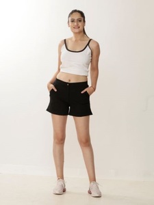 Pantalones cortos de algodón con cierre frontal de moda para mujer, transpirables, de alta calidad, con abertura lateral, estilo informal, sin incluir más tejido natural - Product Image 2