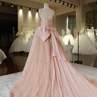 Robe de mariée rose poudré à bretelles spaghetti, corset à baleines, tulle floral 3D, coupe trapèze, sur mesure, vente en gros, directement de l'usine