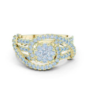 Bague de fiançailles pour femme en or jaune 14 carats plaqué or avec diamant de laboratoire rond |   Cadeau de mariage de luxe certifié IGI - Product Image 1