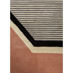 Tapis en laine noués à la main Aiwl-3068, géométriques, abstraits, en coton biologique recyclé pour l'entrée de la maison, rectangulaires, pour couloir - Boîte ivoire - Product Image 3