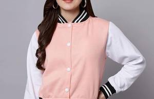 Women's Custom Cropped Breathable Printed <b>Canvas</b> Letterman Jacket New Arrival Winter Fall Cotton Varsity Style XL Size Wholesale - Product Image 4