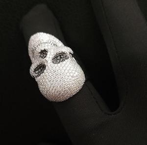 Premium Handcrafted Iced Out <b>Skull</b> <b>Ring</b> Silver with Diamond Look Stones Durable Mens Jewelry for Gifts Daily Wear Hip Hop Style - Product Image 4
