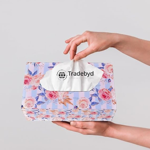 Porte-mouchoirs artisanal écologique en bois carré de luxe Tradebyd, imprimé émail, pour les intérieurs modernes - Product Image 1