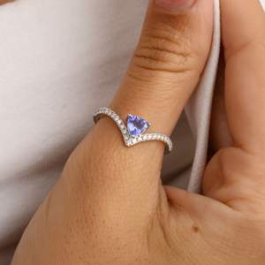 100% Naturel Tanzanite Diamant Chevron Anneau 14k Solide Or Blanc Unique À La Mode Belle Conception À La Main Bijoux En Gros - Product Image 4