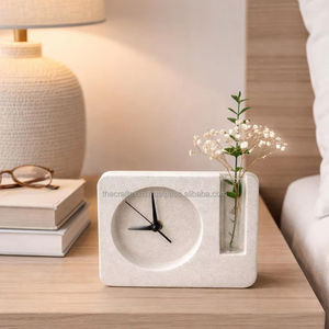 Reloj de Escritorio de Cuarzo de Mármol Natural de Lujo CRAFT EXIM, Diseño Art Deco, Forma Personalizada, Decoración Artesanal Premium - Product Image 1