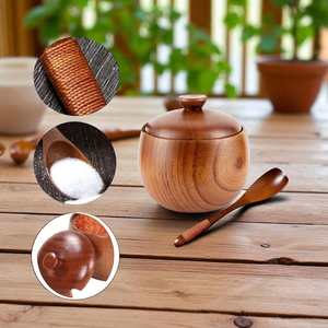 Boîte à épices en bois avec couvercle, pot en bois - Product Image 1