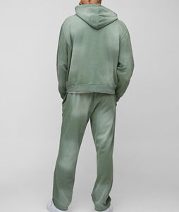 ชุดวอร์มมีซิปสำหรับผู้ชายมีฮู้ดและกางเกงขายาววินเทจแบบสองชิ้นออกแบบได้ตามต้องการ - Product Image 5