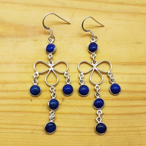 Pendientes de Plata de Ley 925 con Piedra Preciosa de Lapislázuli Genuina, Pendientes Colgantes de Lapislázuli para Mujer - Product Image 2
