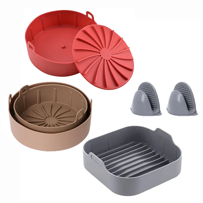 New Arrival Airfryer Square Basket Reusable Kitchen Accessory Silicone Bakeware Air Fryer Pot for Silicone Air Fryer Liner