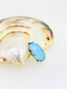 4ง่ามการตั้งค่าที่เป็นของแข็ง925เงินสเตอริงสีฟ้าลาริมาร์ทรงรี Cabochon ตัดสไตล์พังก์ผู้หญิงจี้โซลิแทร์ดี - Product Image 3