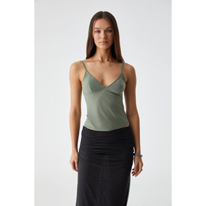 ETHIQUET LILLEAN Women's Wrap Neck Slim Thin Tulle Blouse - Product Image 3