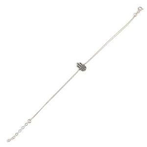 Bracelet à double chaîne en argent sterling 925 avec main de Fatima et pierre noire, élégant et raffiné, pour femme - Product Image 3