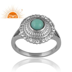 แหวนพลอยสีอาริโซน่าสีเทอร์ควอยส์สีขาวและสีเทอร์ควอยซ์ได้รับความนิยมแบบใหม่สำหรับผู้หญิงของขวัญตามสั่งสำหรับผู้หญิง - Product Image 1