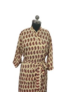 Botik ชุดเดรสลำลองสำหรับผู้หญิง, ชุดกิโมโนผ้าไหมพิมพ์ลายดอกไม้น้ำหนักเบา - Product Image 2