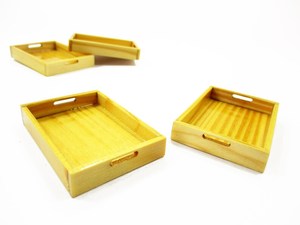 Dollhouse Miniatures Handmade 2 Vide Carré En Bois Plateau De Service Alimentaire Fourniture 9557 - Product Image 4