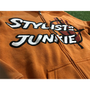 เสื้อฮู้ดซิปแขนยาวมีซิปรูดซิปรูดซิปรูดซิปสกรีน GSM ผ้าคอตตอน100% ออกแบบได้ตามต้องการ400 - Product Image 3