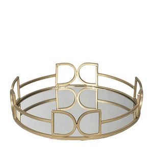 Plateau miroir doré de luxe en métal, décoratif, rond, pour cosmétiques, bijoux, organisateur, décoration de maison, mariage, événement, plateau décoratif miroir - Product Image 4