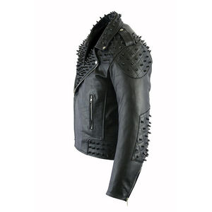 <b>Black</b> Style Studded Leather <b>Jacket</b> for <b>Men</b>, Rock Punk Leather <b>Jackets</b>, Studded Leather <b>Jacket</b> - Product Image 2