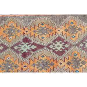 Alfombra Turca, Alfombra Vintage de 2.3x7.1 pies, Alfombra Oriental de Lana Marrón Anaranjado - Product Image 5