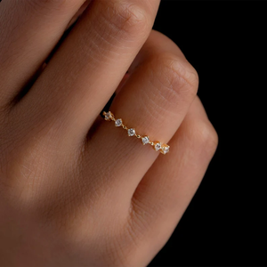 แหวน Everly-แหวนตัดรูปไข่-หินสีน้ำเงินอมเขียวหรือหิน CZ ใส-แหวนซ้อนมินิมอล-14K ทอง Vermeil-trove - Product Image 3