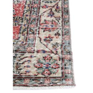 Tapis en laine noué à la main vintage grande surface Pae-2813, motif floral rouge et orange pour salon, couloir et espace adolescents - Product Image 4