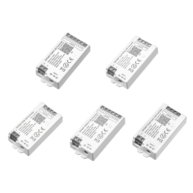 C01W C02W C03W C04W C05W Tuya WiFi BT LED Controller DC12-24V Alexa Google Home Compatible RGB/RGBW CCT LED Strip Smart Dimmer