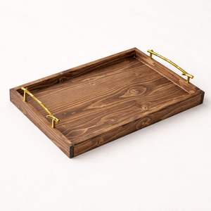 Plateau de rangement et de service élégant avec bords surélevés, finition lisse, poignées faciles à saisir, idéal pour la décoration intérieure, les repas et les réceptions - Product Image 1