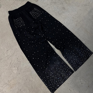 Pantalon personnalisé pour hommes Pantalon de survêtement avec décoloration au soleil Pantalon de survêtement Sérigraphie Vintage Lavage à l'acide Pantalon de survêtement évasé en strass pour hommes - Product Image 4