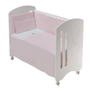 3 Piezas Modernas Mod. Juego de Cama para Cuna ASTRID Rosa - 60x120 cm, de Algodón con Textura Waffle, Incluye Edredón, Protector de Cuna y Almohada, Diseño Sólido Tejido - Product Image 1
