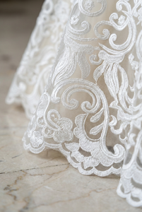 Tissu en dentelle jacquard blanc cordonné avec motifs abstraits et géométriques pour rideaux de maison - Product Image 4
