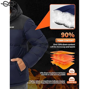 Chaqueta Acolchada para Hombre, Abrigo Acolchado de Invierno con Cuello Alto Impermeable y Capucha, Ropa Exterior Ligera y Cálida - Product Image 3