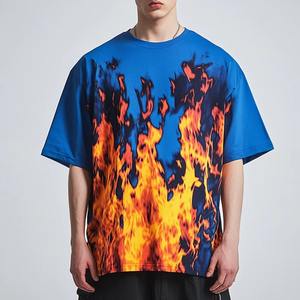 Camiseta de verano de gran tamaño para hombre con gráfico de llama 100% algodón Hip Hop Streetwear camiseta de verano de moda - Product Image 3