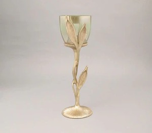 Luxury Golden Leaf Style <b>Candle</b> Stand With Glass Adds Warm Inviting Elegant And Stylish Ambiance To Any Room - Product Image 3